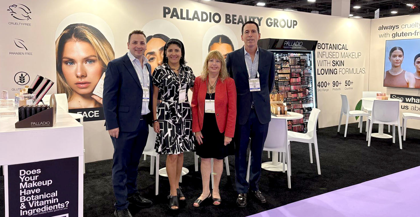 Leon Kohn, Monica Richardson-Morely, Lorraine Guzzo and Philip Solomon representing Palladio Beauty Group at Cosmoprof North America Las Vegas 2026.